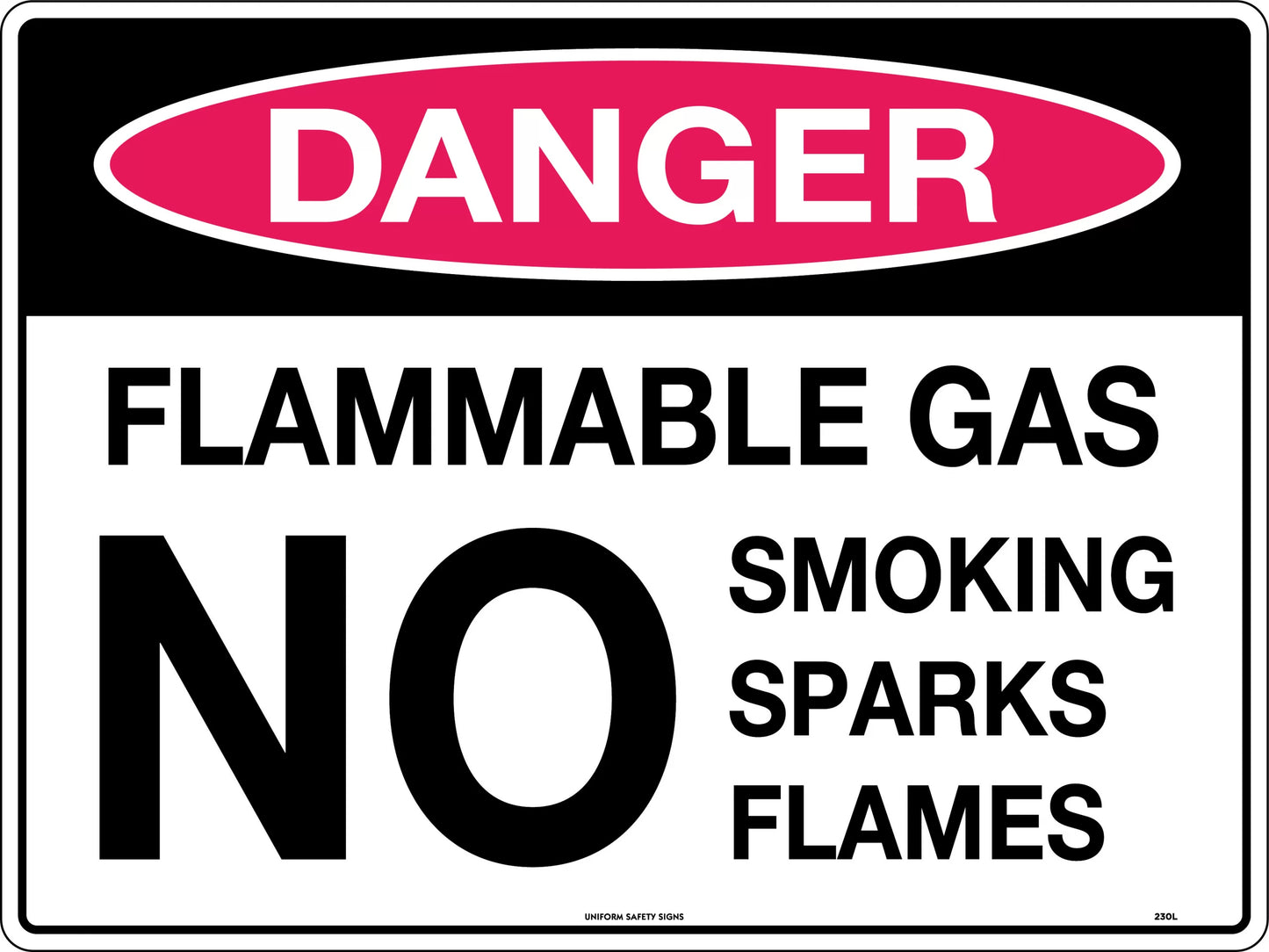 Danger Flammable Gas No Smoking, Sparks or Flames