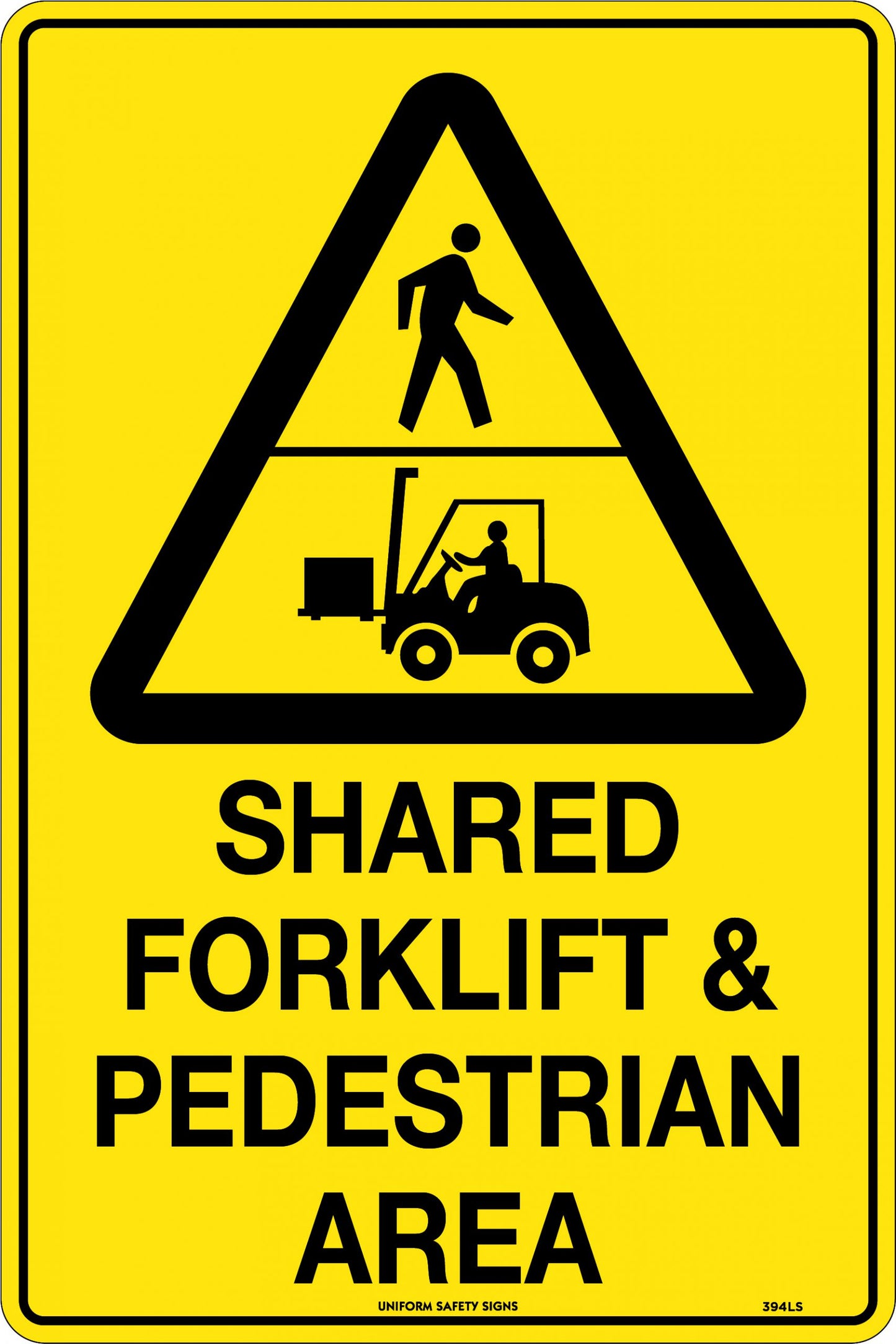 Shared Forklift & Pedestrian Area - 450 x 300mm - (With Picto In Triangle)