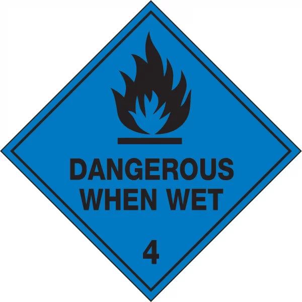 Hazardous Material Label - Dangerous When Wet 4 sticker
