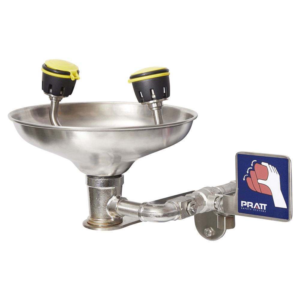SE505 - Pratt Wall Mounted Single Nozzle Eye Wash With Bowl. No Foot Treadle