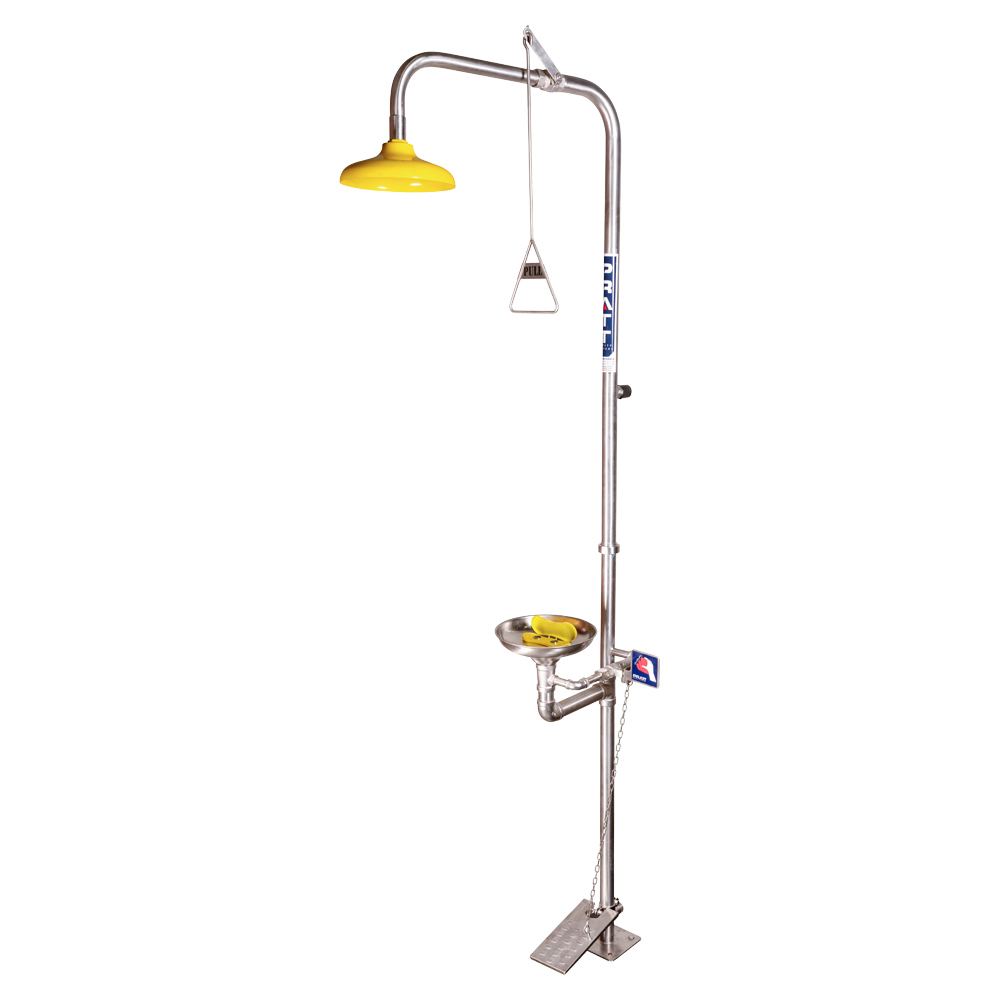 SE607 - Pratt Combination Shower with Triple Nozzle Eye and Face Wash with Bowl and Foot Treadle