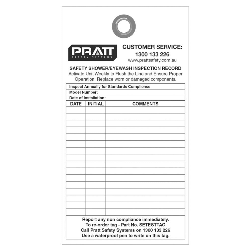 Pratt Shower And Eye Wash Test Tag - Pack Of 10