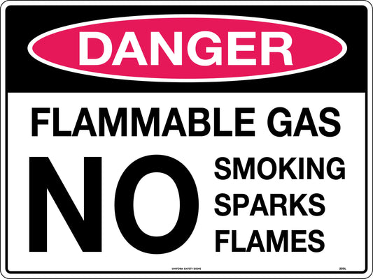 Danger Flammable Gas No Smoking, Sparks or Flames