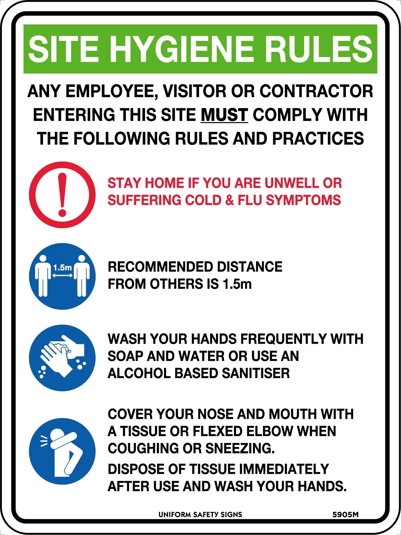 Site Hygiene Rules Sign