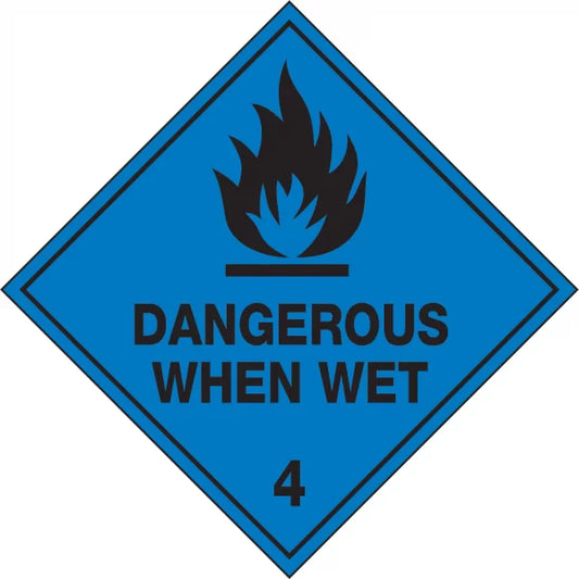 Hazardous Material Label - Dangerous When Wet 4 sticker