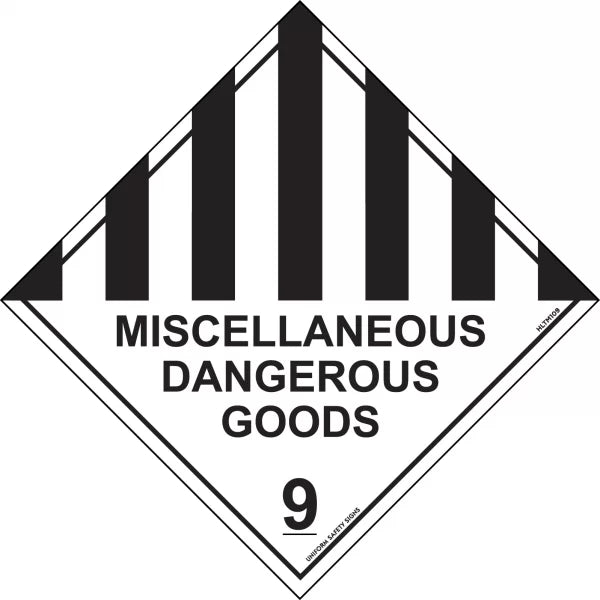 Hazardous Material Label - Miscellaneous Dangerous Goods 9 sticker