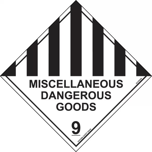 Hazardous Material Label - Miscellaneous Dangerous Goods 9 sticker