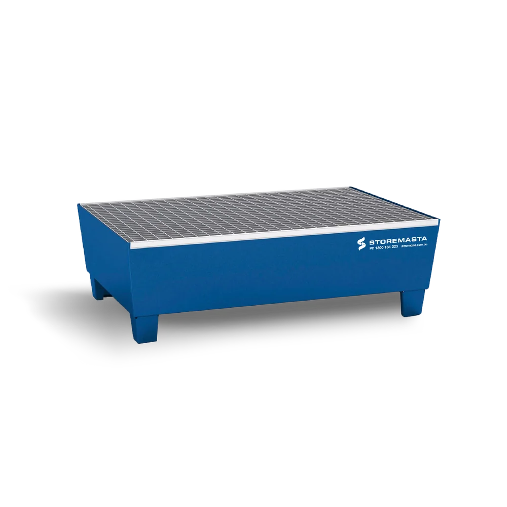 205L Steel Sump Pallet - Blue with Feet